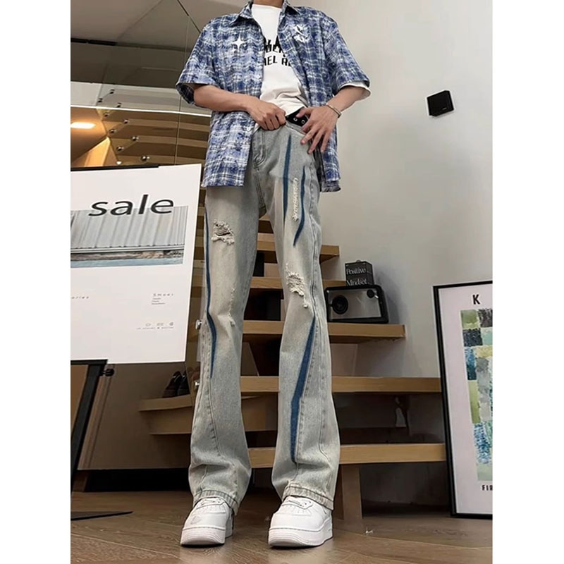 Panda Adevil Tie-Dye Distressed Jeans Yellow Clay — фото 8