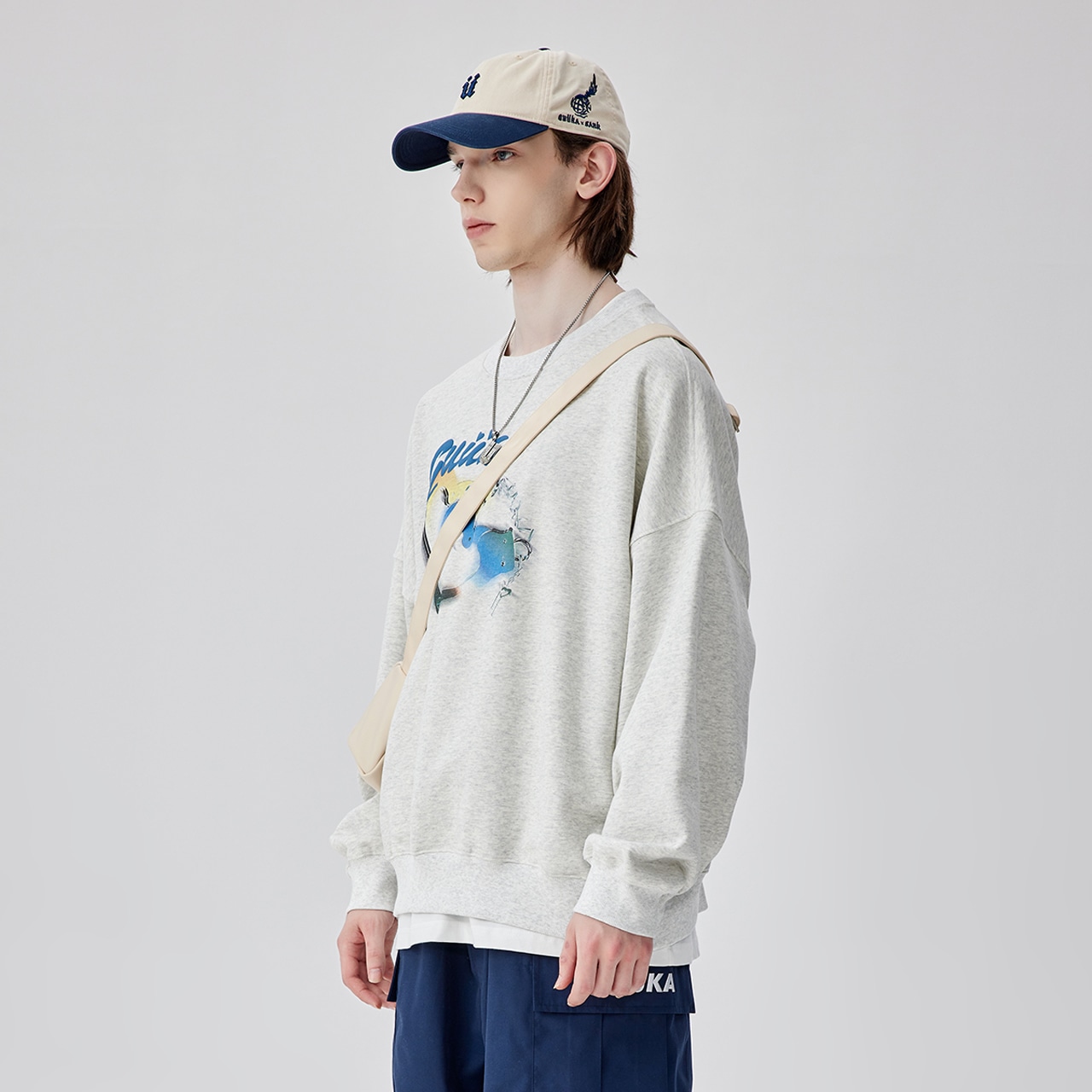 Guuka Hip Hop Street Letter Foam Print Sweatshirt — фото 7