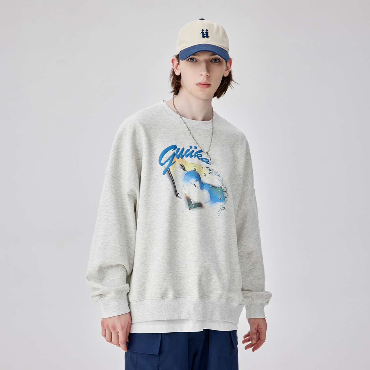 Guuka Hip Hop Street Letter Foam Print Sweatshirt — фото 4