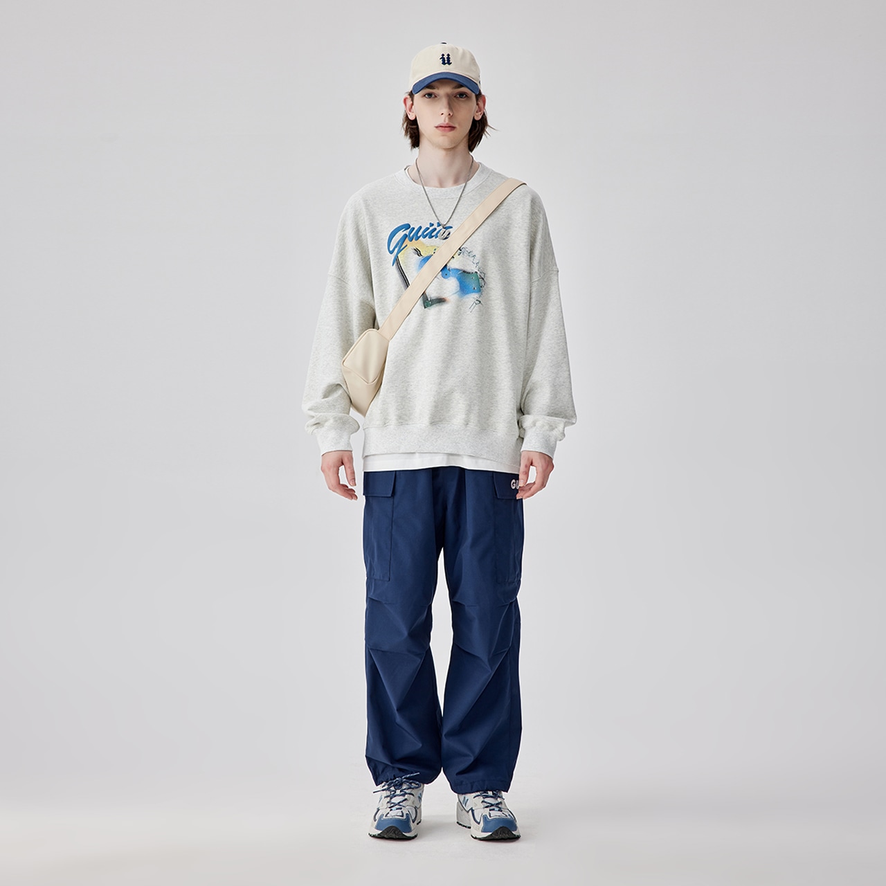 Guuka Hip Hop Street Letter Foam Print Sweatshirt — фото 2