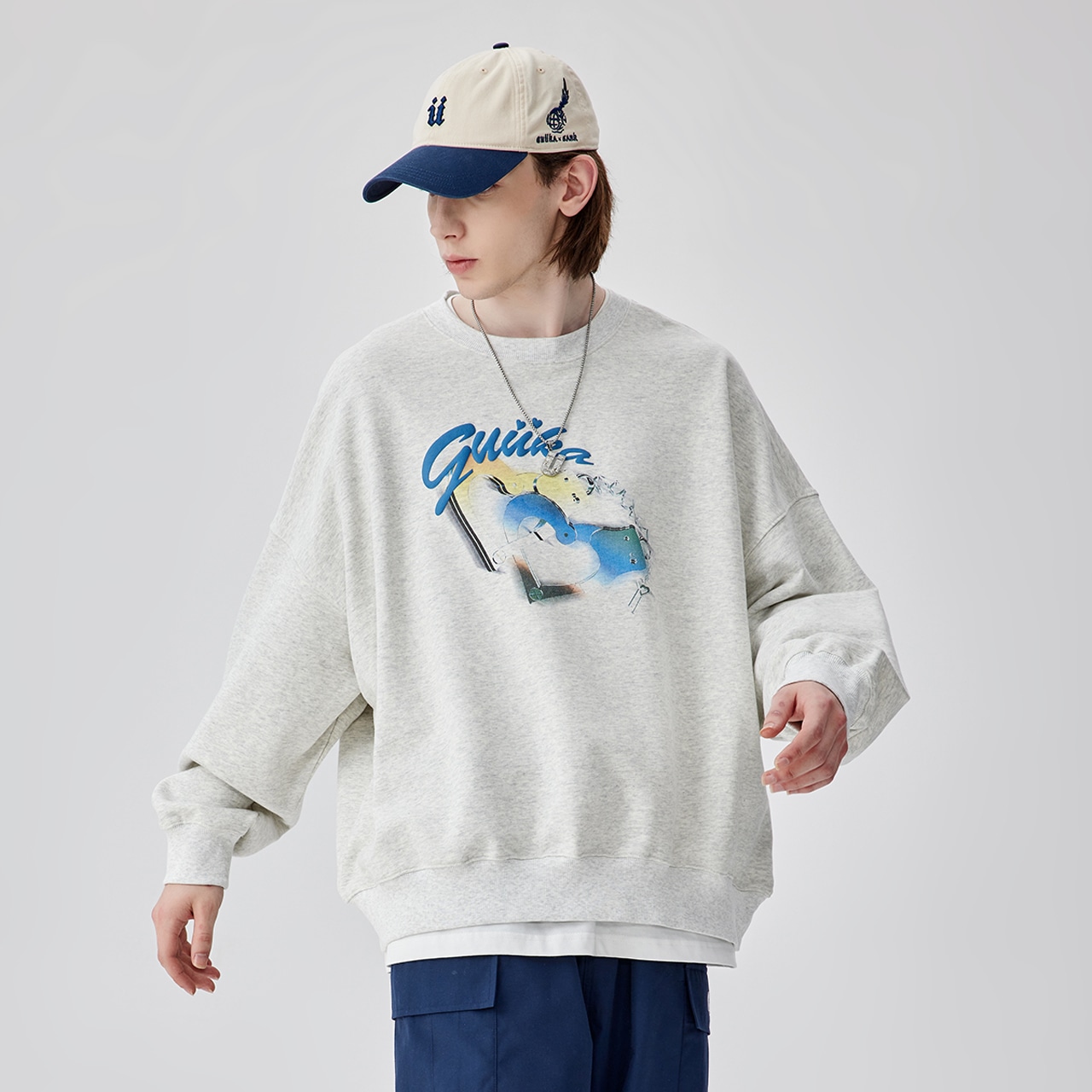 Guuka Hip Hop Street Letter Foam Print Sweatshirt — фото 6