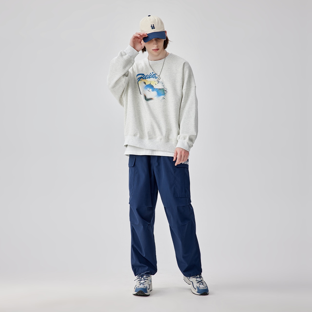 Guuka Hip Hop Street Letter Foam Print Sweatshirt — фото 3