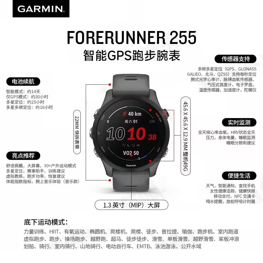 Garmin Forerunner 255 Mysterious Grey — фото 2