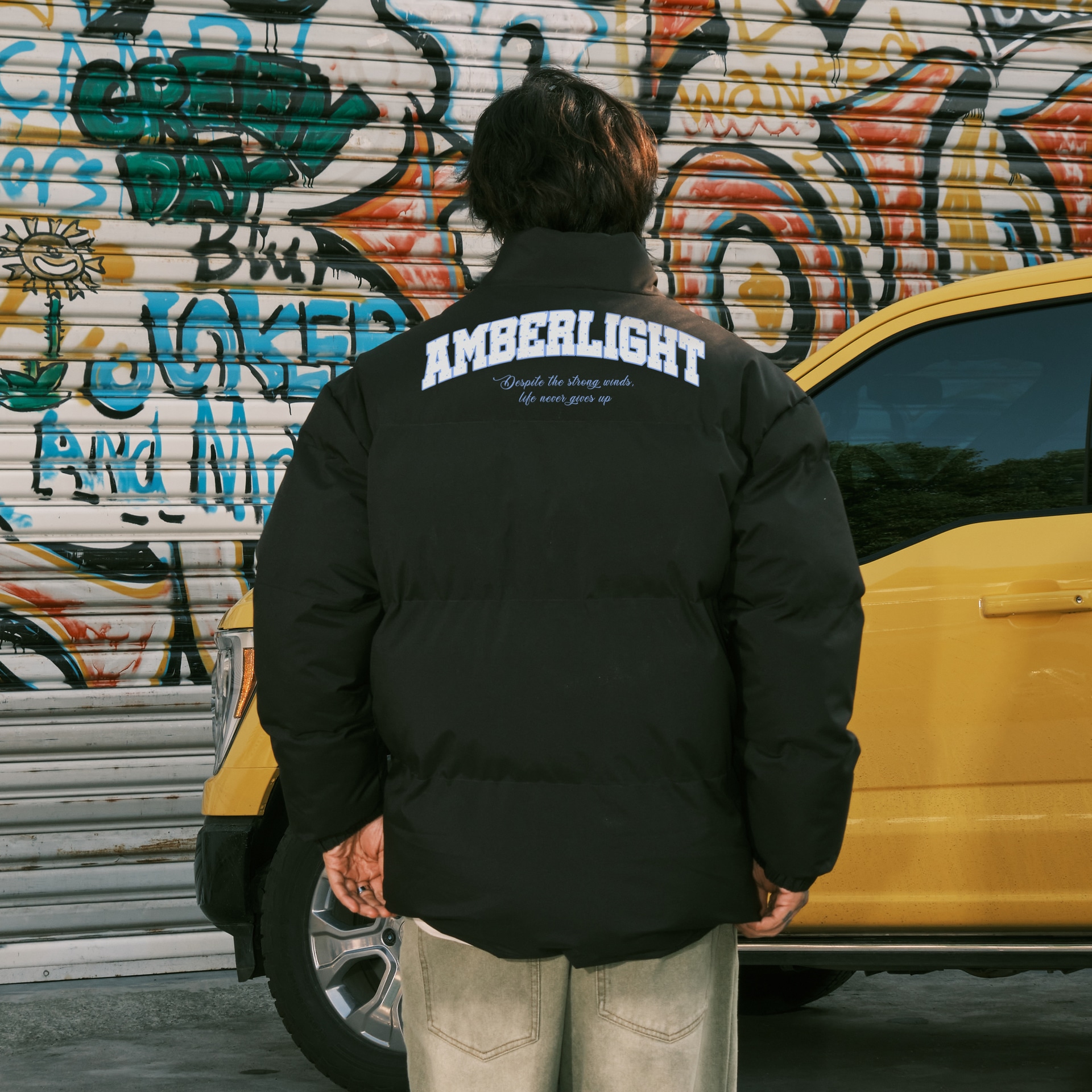 Amber Light Retro Letter Print Zipper Jacket — фото 3