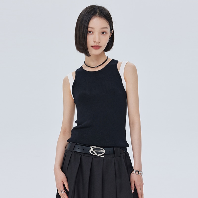 Shuen Two-Piece Colorblock Tank Top Black — фото 2