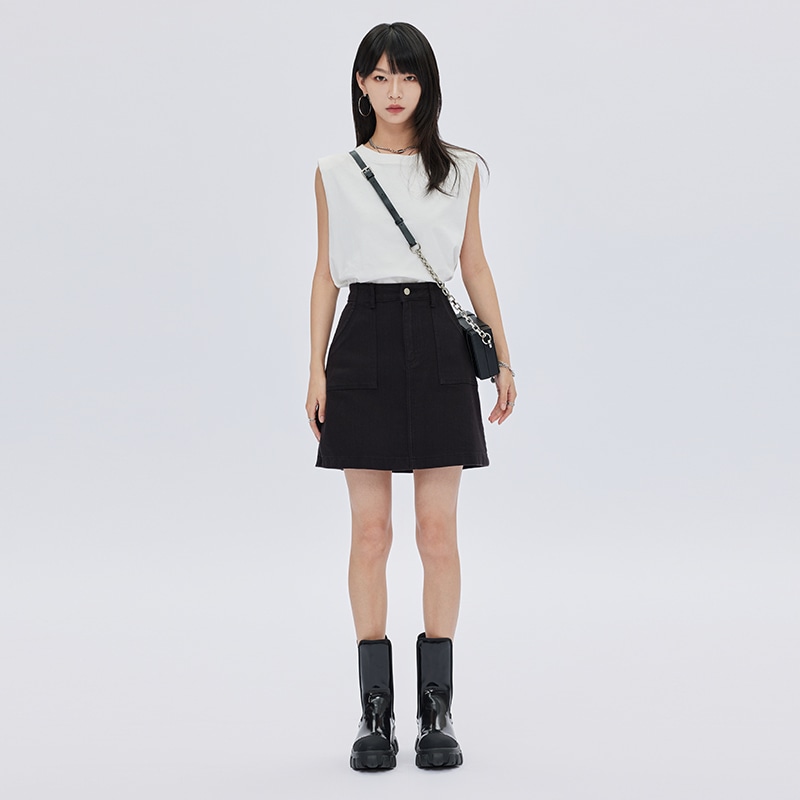 Shuen SOON FLOWER Denim Skirt Black — фото 3