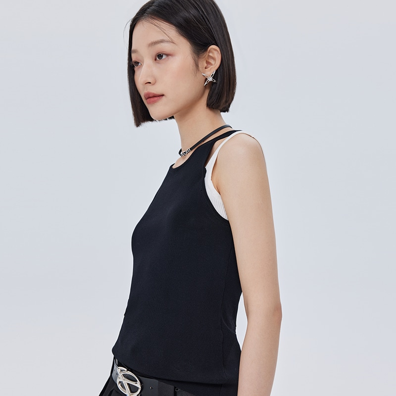Shuen Two-Piece Colorblock Tank Top Black — фото 5