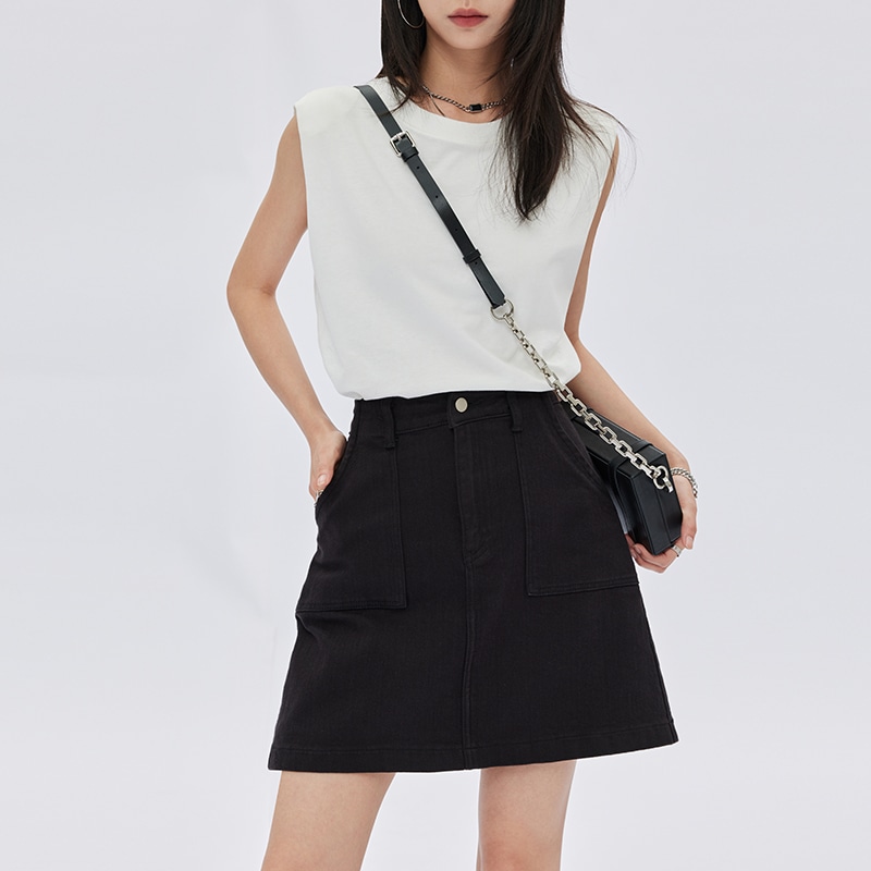 Shuen SOON FLOWER Denim Skirt Black — фото 4