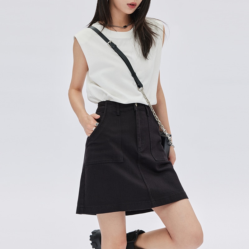 Shuen SOON FLOWER Denim Skirt Black — фото 5