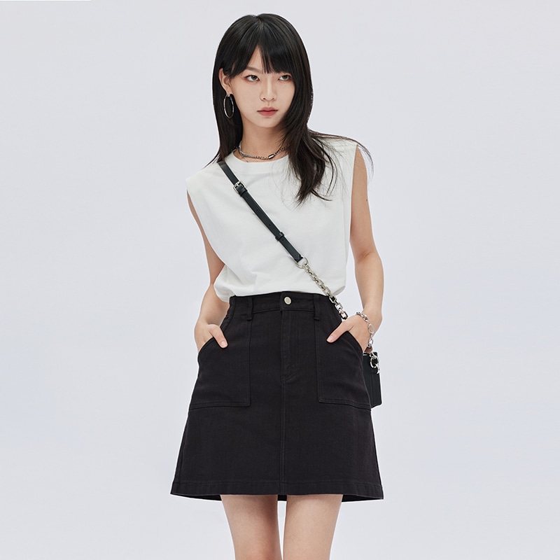 Shuen SOON FLOWER Denim Skirt Black — фото 2