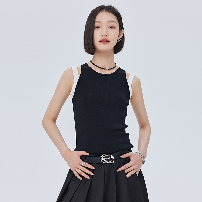 Shuen Two-Piece Colorblock Tank Top Black — фото 4