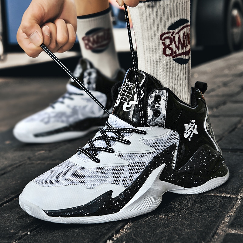 Biansulong Classic Mid Basketball Shoes White Black — фото 11