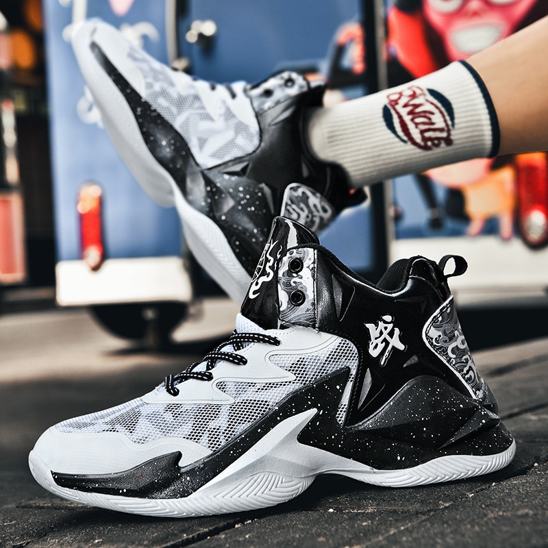 Biansulong Classic Mid Basketball Shoes White Black — фото 10