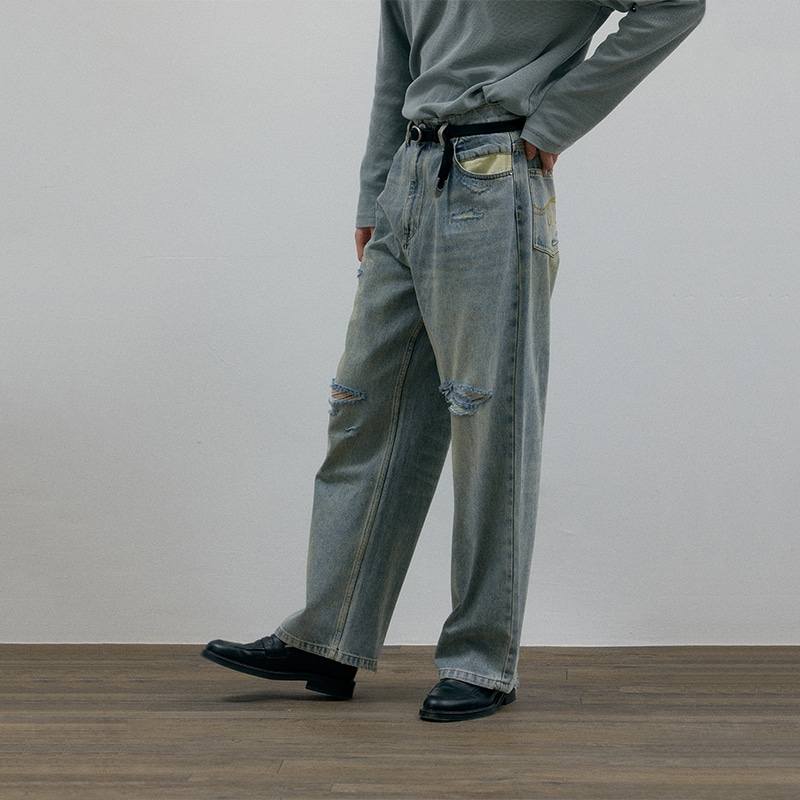 C2H4 Chalk Distressed Jeans — фото 3