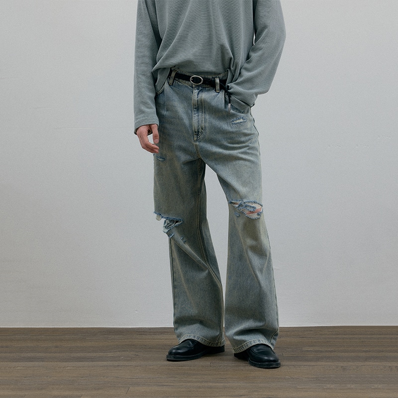 C2H4 Chalk Distressed Jeans — фото 1