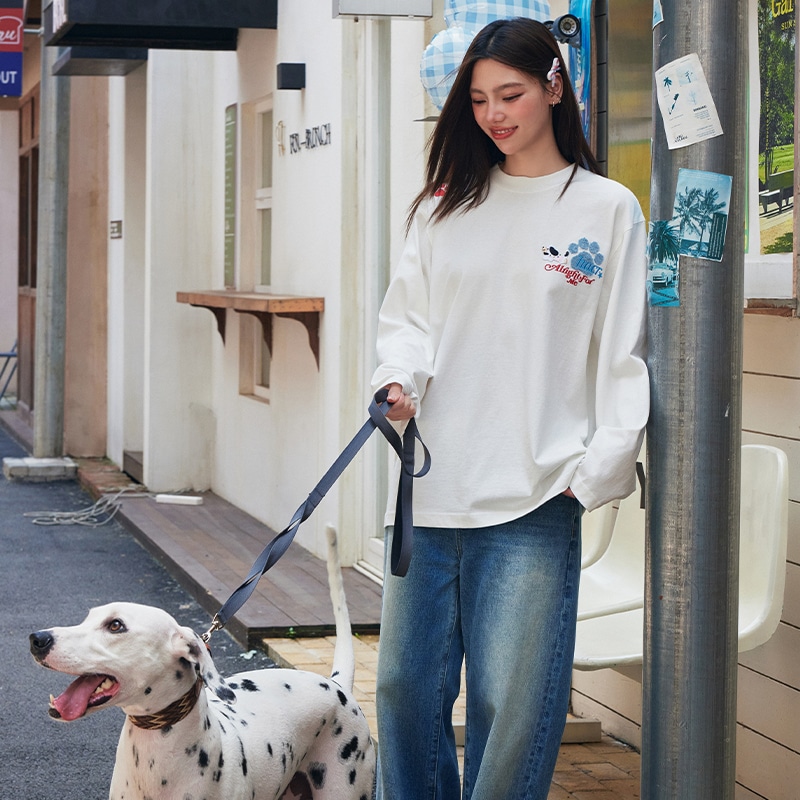 Harsh And Cruel Embroidered Puppy Long Sleeve T-Shirt — фото 3