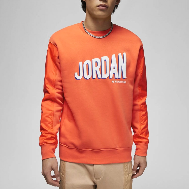 Jordan Logo Print Fleece Crewneck Sweatshirt Orange — фото 3