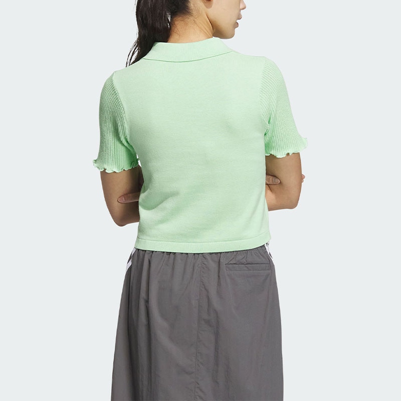 Adidas Knit Polo Shirt Light Green — фото 3