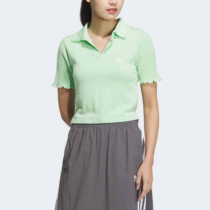 Adidas Knit Polo Shirt Light Green — фото 2
