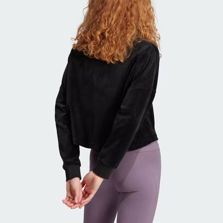 Adidas Crop Velour Quarter-Zip Sweatshirt Logo — фото 3