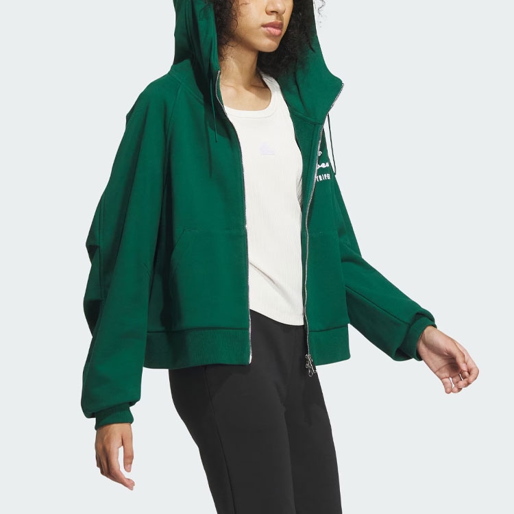 Adidas Verbiage Full-Zip Hoodie Forest Green — фото 2