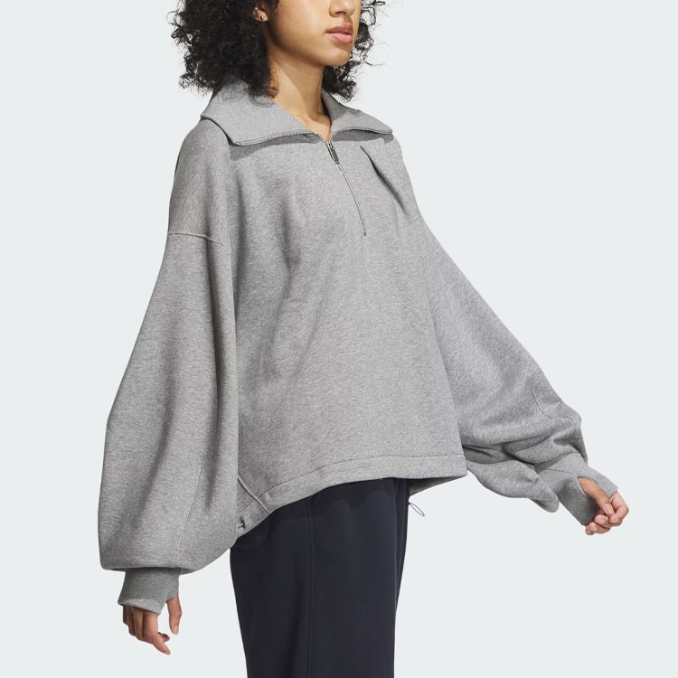 Adidas All SZN Fleece Half-Zip Top Medium Grey — фото 3