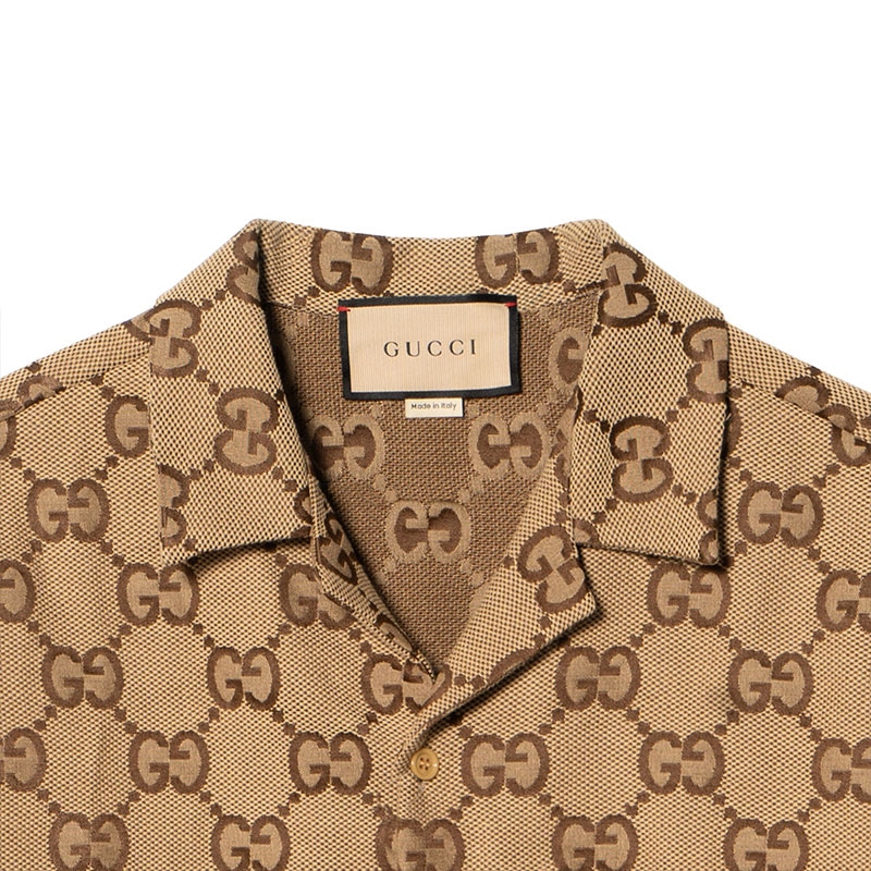 Gucci Logo Print Shirt Brown — фото 7