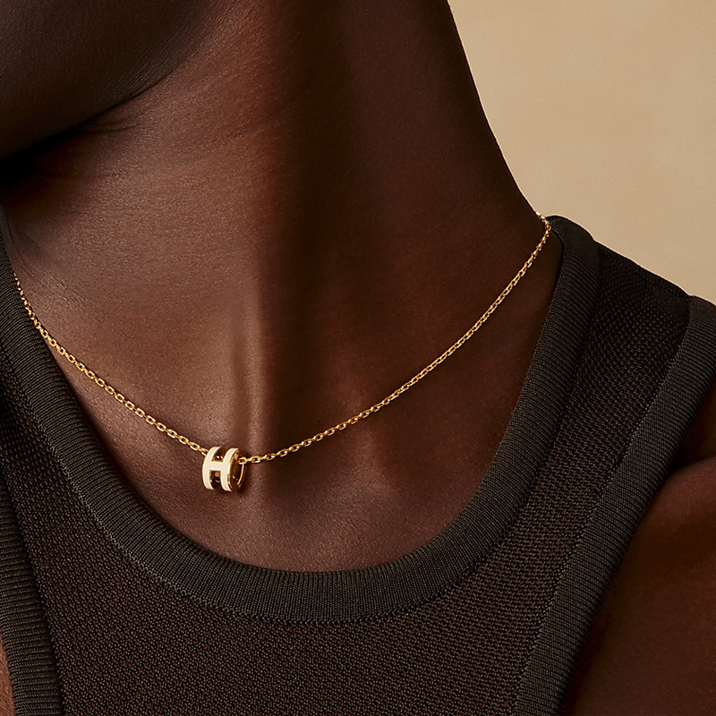 Hermes Logo Metal Necklace Gold — фото 1