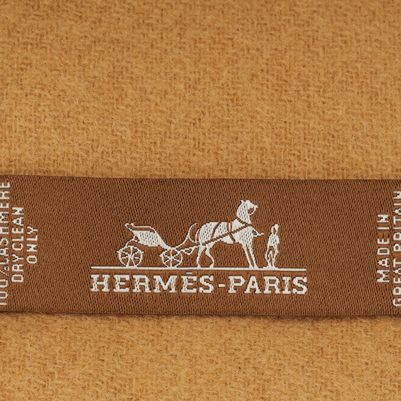 Hermes Herringbone Cashmere Scarf Camel — фото 2