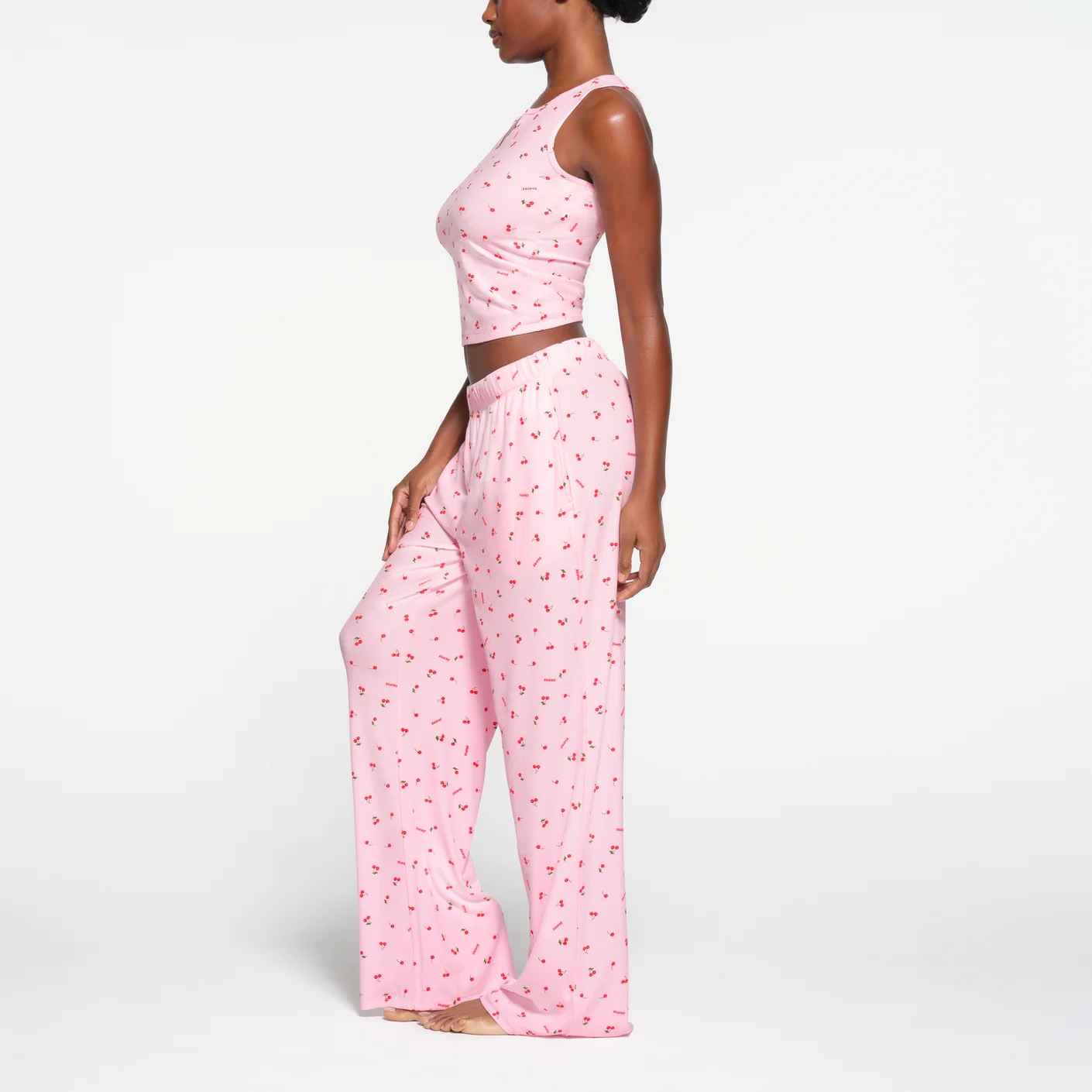 Skims Soft Lounge Split Neck Tank Cherry Blossom Print — фото 3