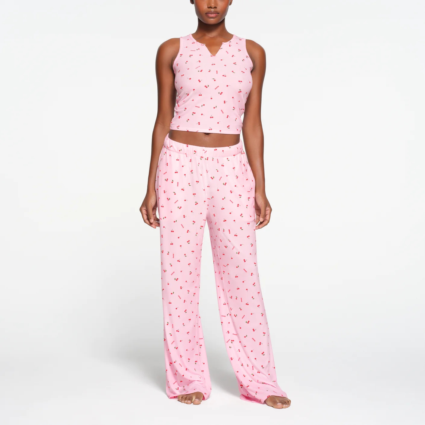 Skims Soft Lounge Split Neck Tank Cherry Blossom Print — фото 2