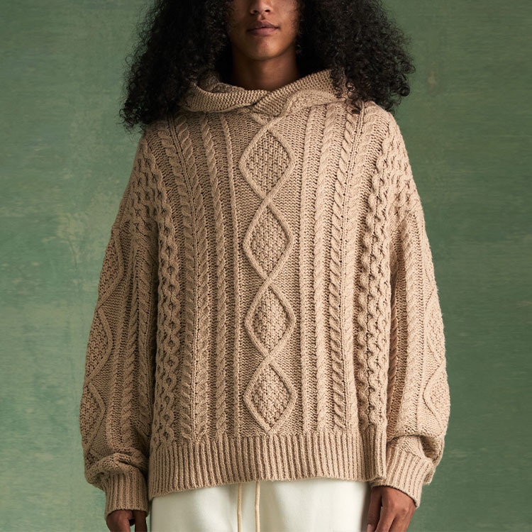 Fear Of God Essentials Cable Knit Hoodie Gold Heather — фото 3