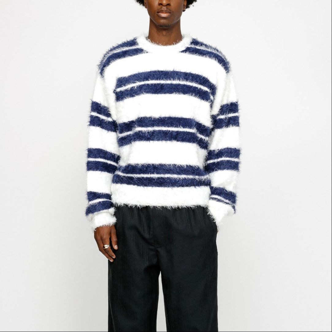 Stussy SS24 Fuzzy Stripe Crewneck Sweater — фото 3