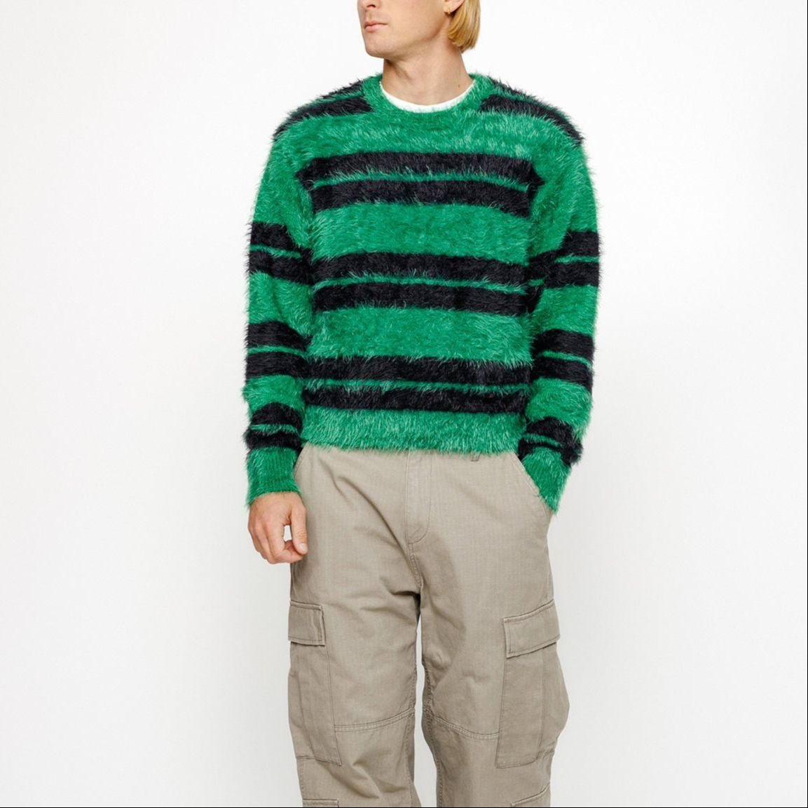 Stussy SS24 Fuzzy Stripe Crewneck Sweater — фото 7