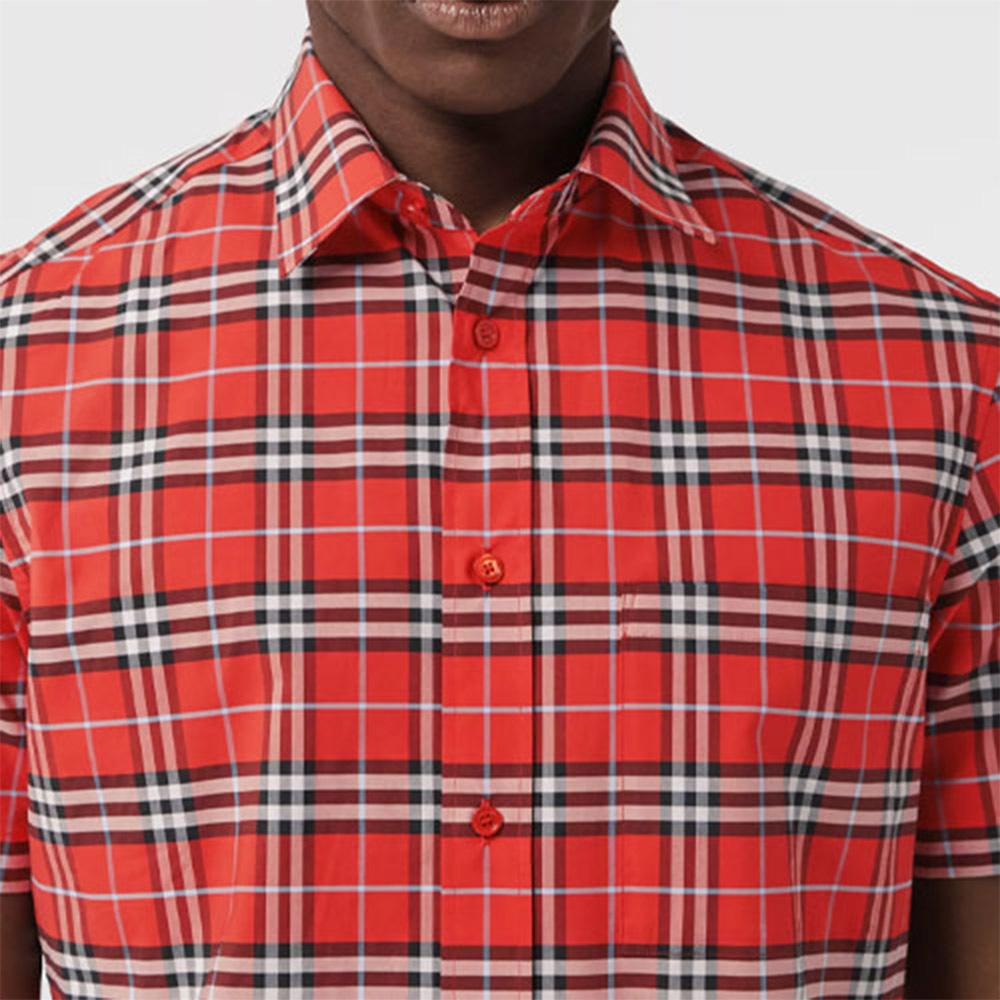 Burberry Logo Patch Check Shirt Red — фото 4