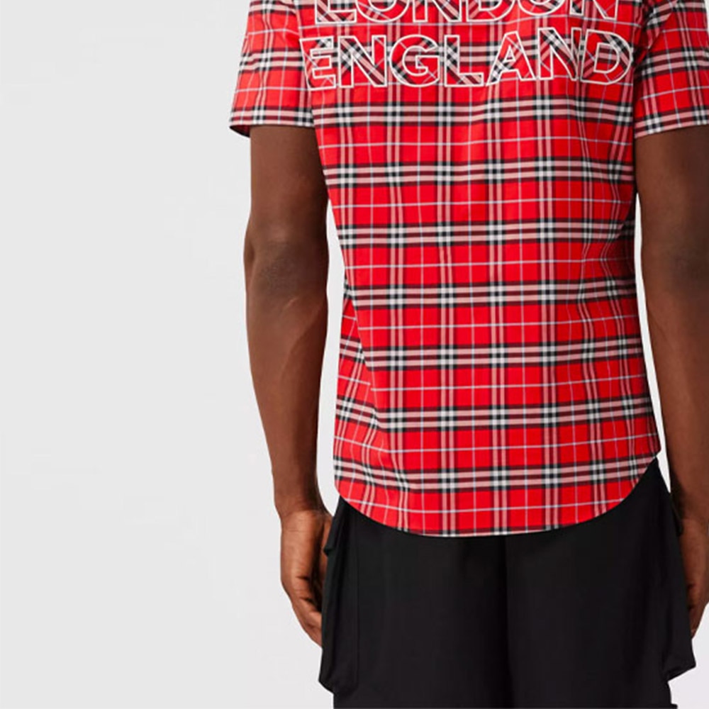 Burberry Logo Patch Check Shirt Red — фото 5