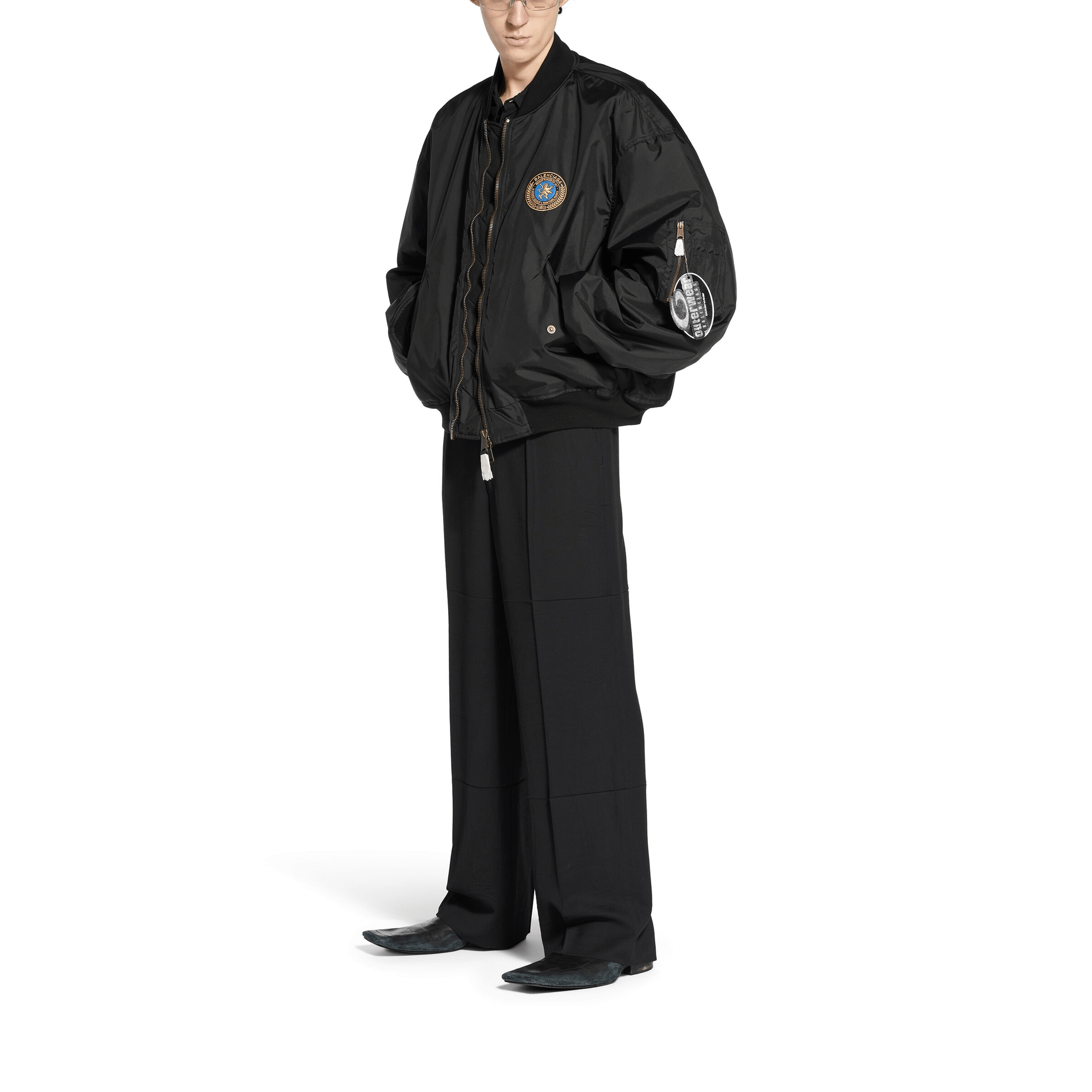 Balenciaga FW25 Ribbed Zip Patch Cotton Jacket Black — фото 11