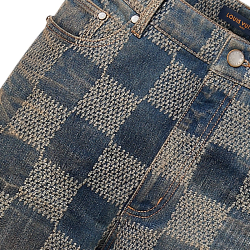 Louis Vuitton FW24 Washed Logo Flared Jeans Blue — фото 5