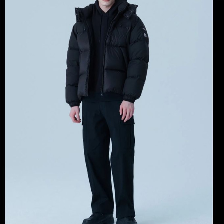 FILA Solid Color Hoodie Down Jacket Black — фото 5