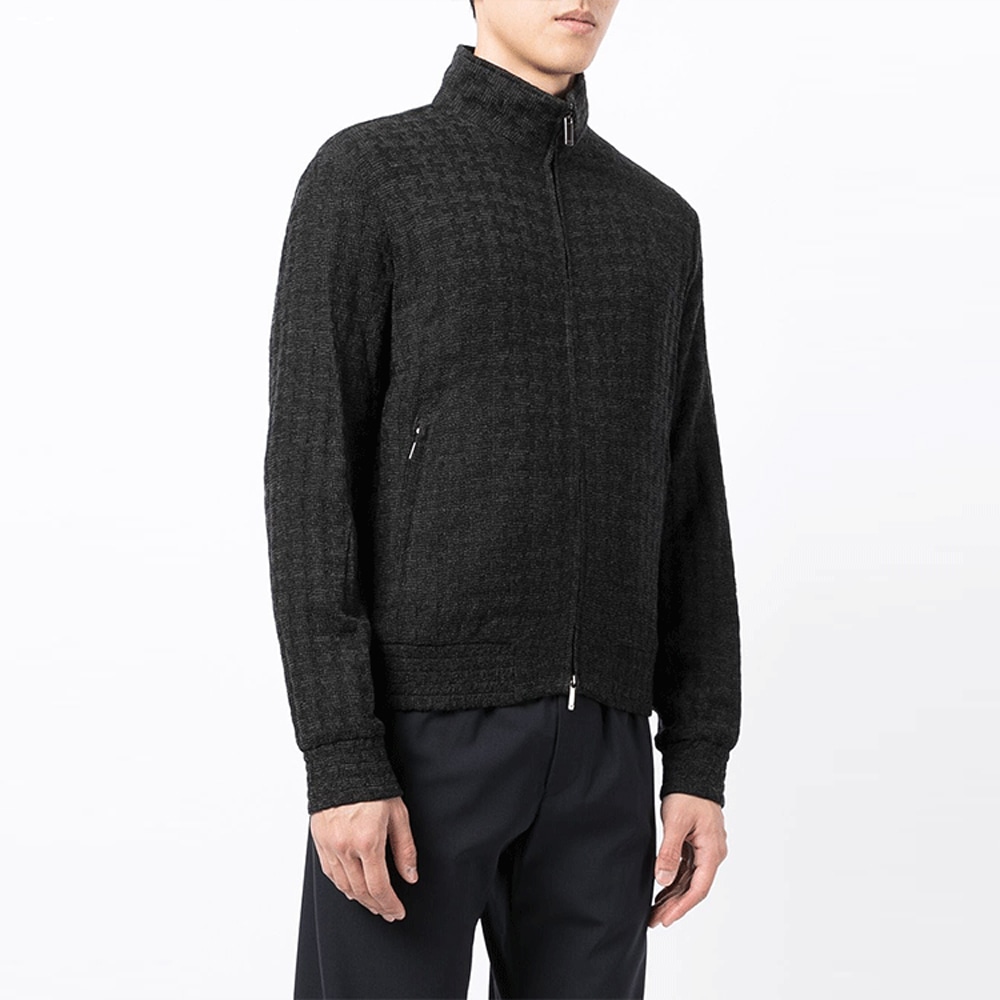 Emporio Armani FW21 Houndstooth Bomber Jacket Black — фото 3