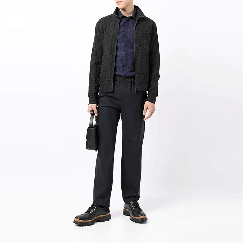 Emporio Armani FW21 Houndstooth Bomber Jacket Black — фото 4