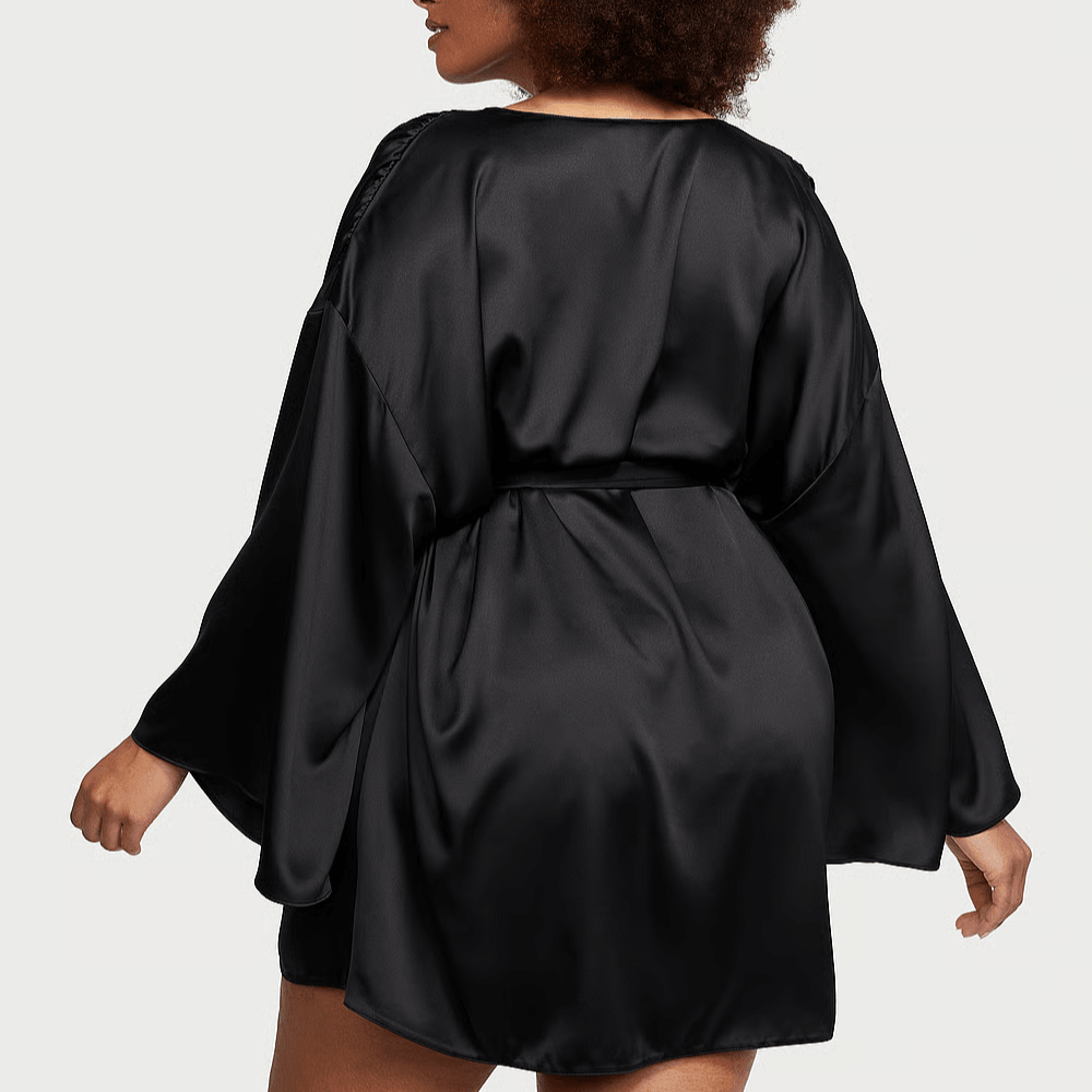 Victoria'S Secret Bride Embellished Satin Short RobeBlack — фото 2