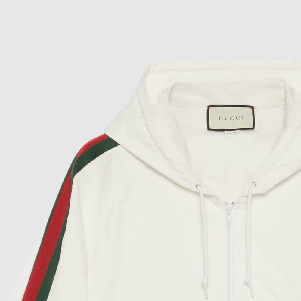 Gucci Logo Half-Zip Hooded Jacket Off-White — фото 3