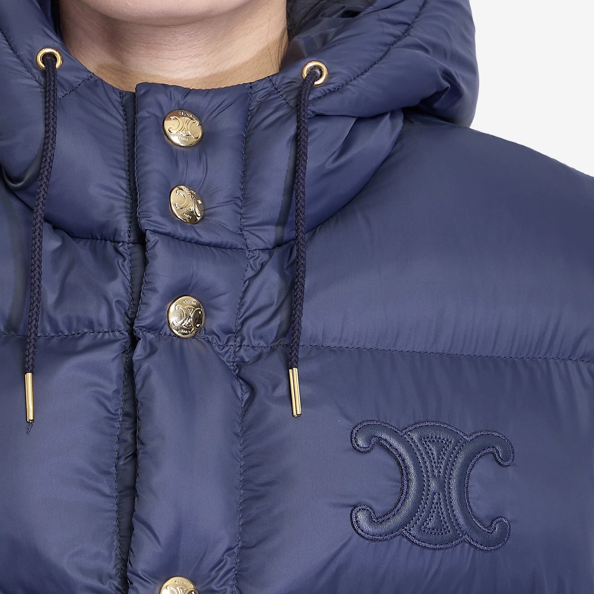 Celine Logo Sleeveless Hoodie Vest Navy — фото 5