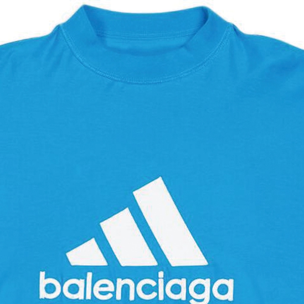 Balenciaga x Adidas Logo T-Shirt Blue — фото 5