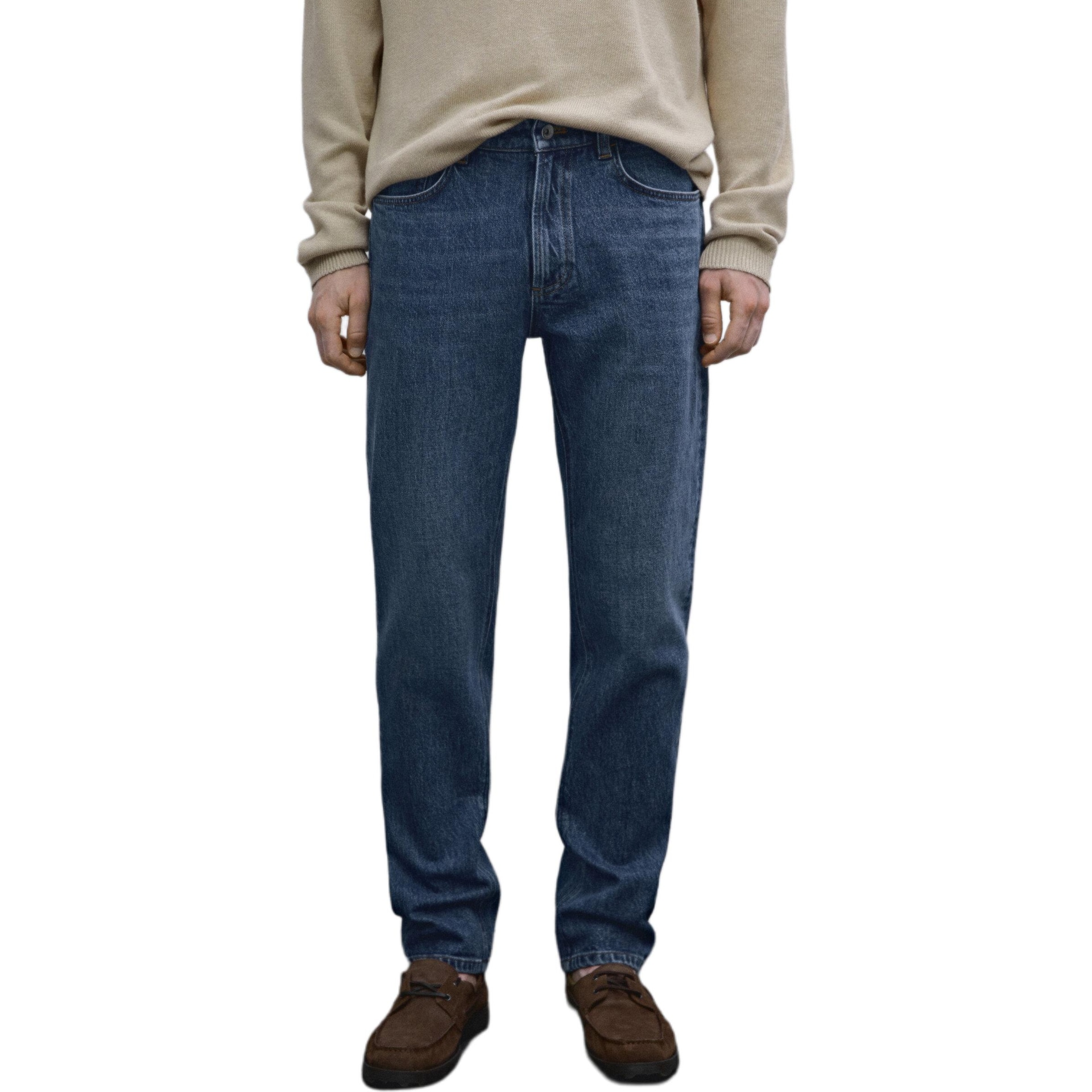 Massimo Dutti Mid-Rise Tapered Jeans Blue — фото 3