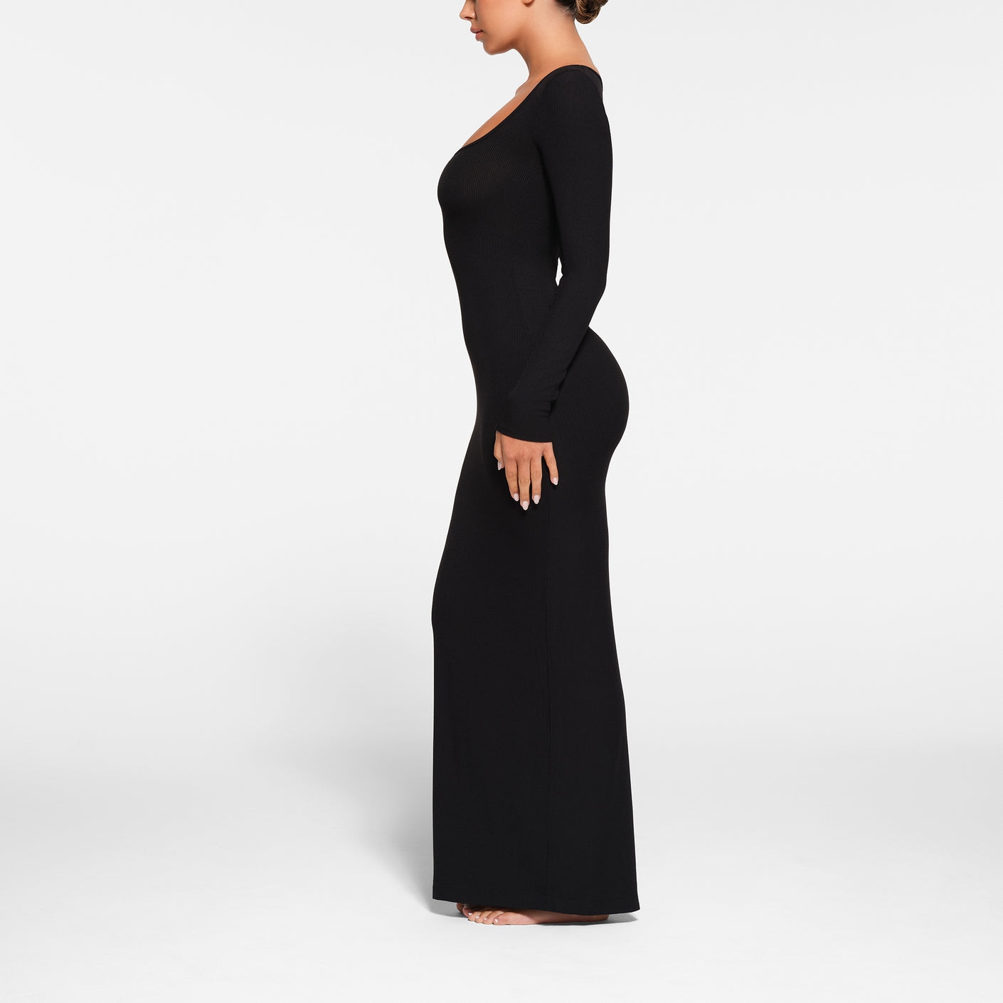 Skims Soft Lounge Petite Long Sleeve Dress Onyx — фото 2