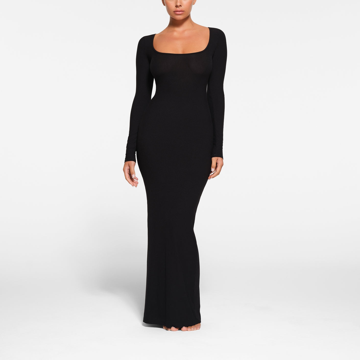 Skims Soft Lounge Petite Long Sleeve Dress Onyx — фото 1