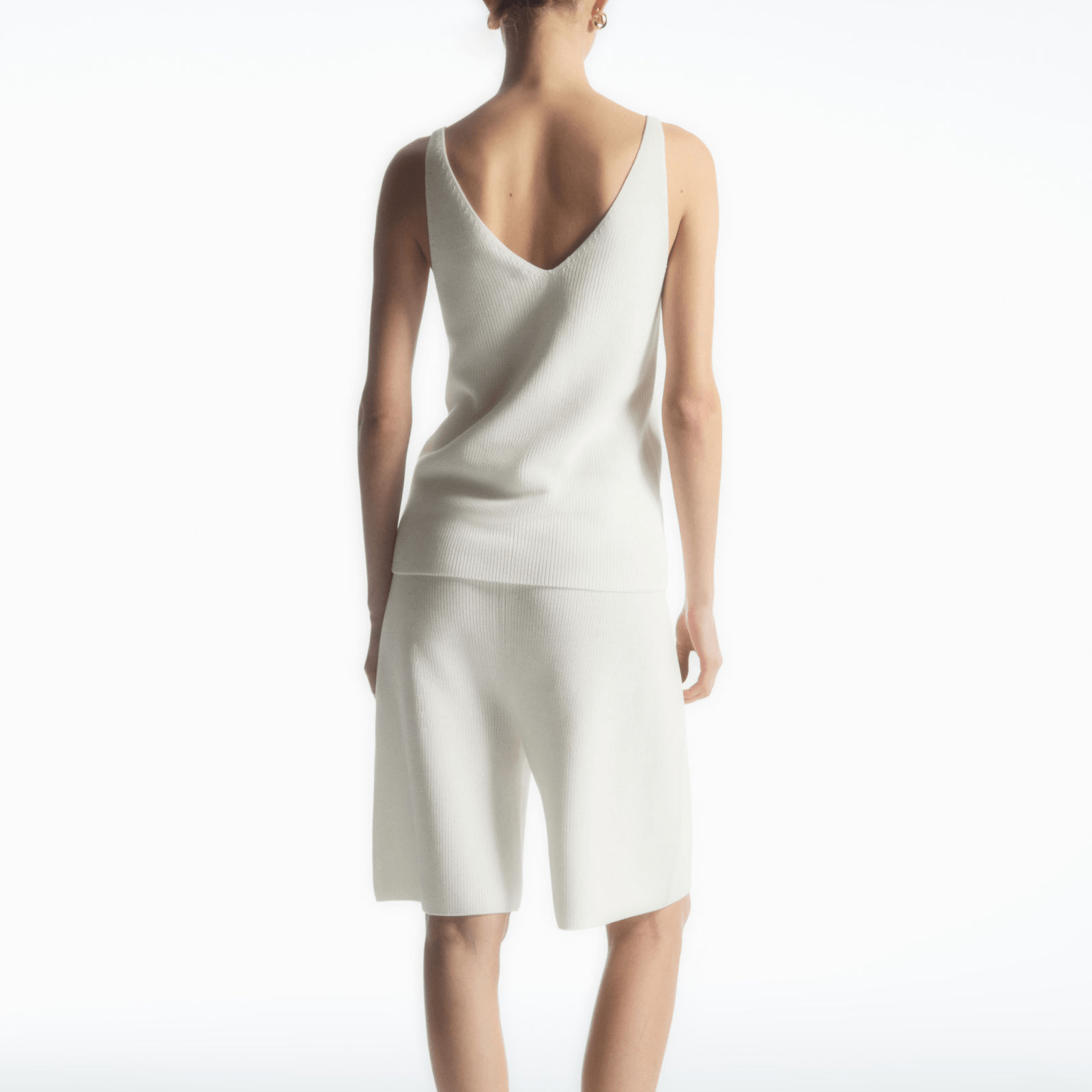 Cos Ribbed Knit V-Neck Vest White — фото 5