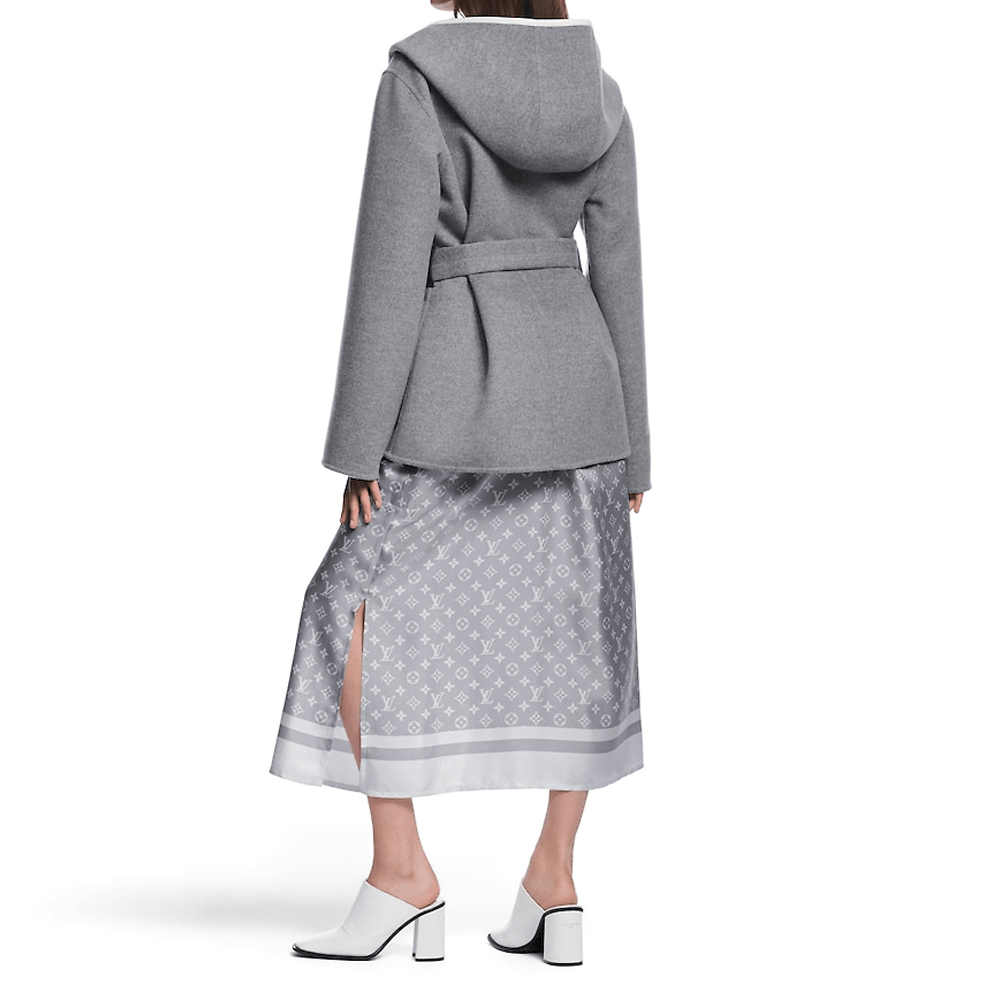 Louis Vuitton FW24 Reversible Jacquard Hoodie Coat Gray — фото 2